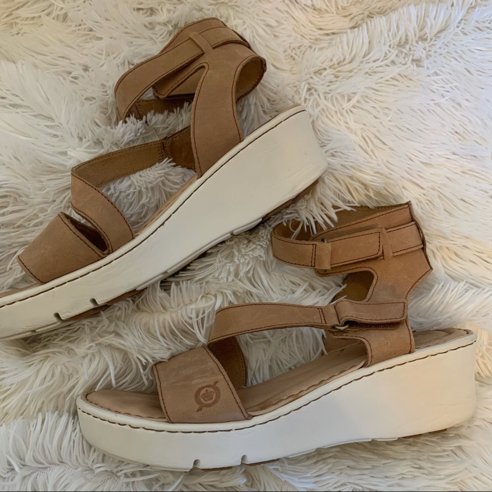 Born Strappy Nude leather wedges